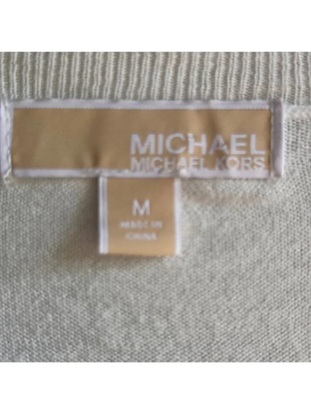 Michael Kors Womens V-Neck Knit Sweater White Medium Cotton Blend Pre-Owned